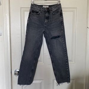 grey straight leg jeans